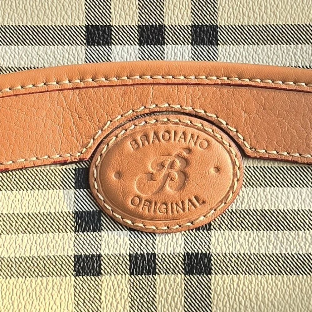 Beige Plaid Crossbody Bag – Braciano Leather Trim British-Inspired Preppy Style - Picture 7 of 13